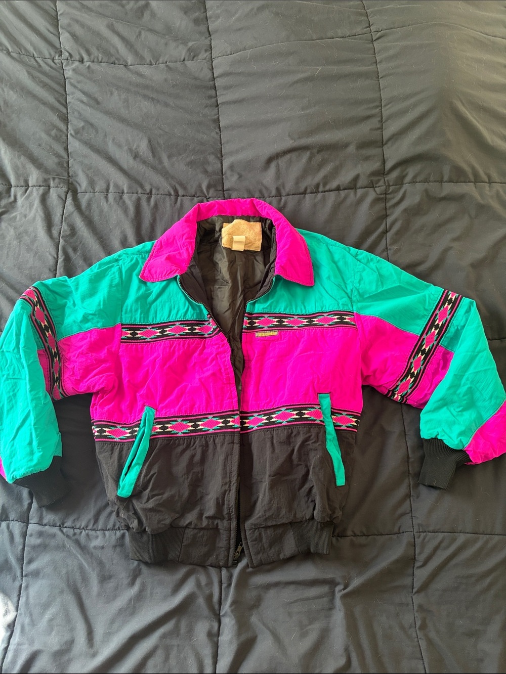Vintage Colorblock Women’s Jacket in Pink & Teal